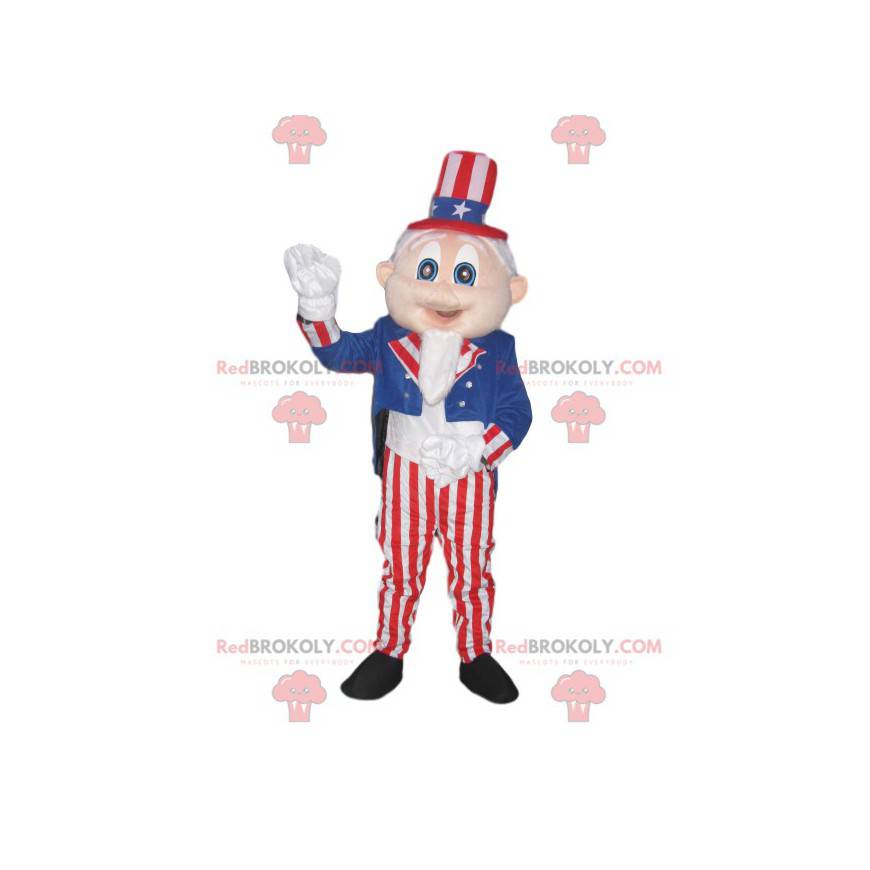 Maskot muž s kostým a klobouk v barvách Ameriky - Redbrokoly.com