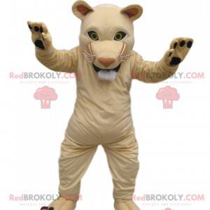 Cream lioness mascot with a perfect muzzle - Redbrokoly.com