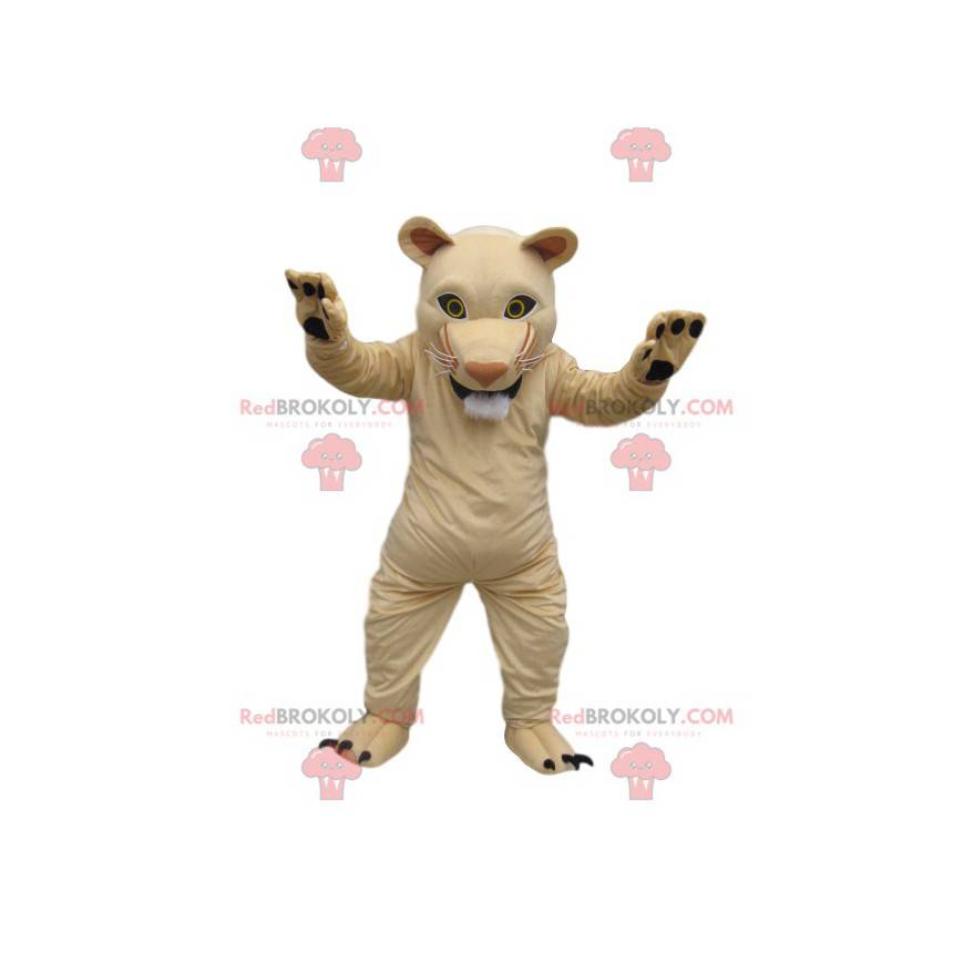Cream lioness mascot with a perfect muzzle - Redbrokoly.com