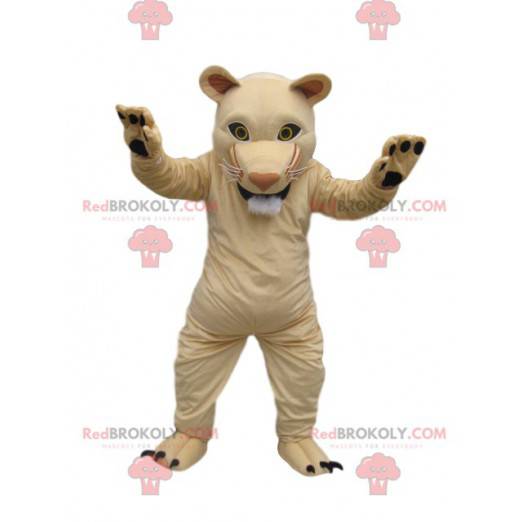 Cremefarbenes Löwenmaskottchen mit perfekter Schnauze -