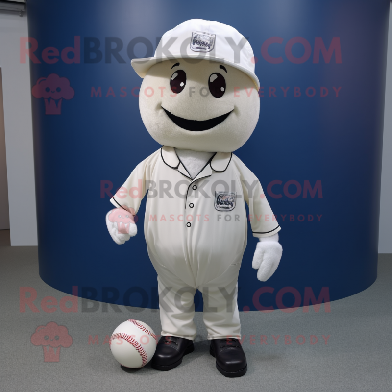 White Baseball Ball mascot costume character dressed with a Waistcoat and Caps