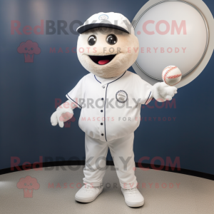 White Baseball Ball mascot costume character dressed with a Waistcoat and Caps