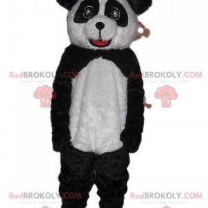 Mascotte de panda noir et blanc avec de jolis yeux et un beau