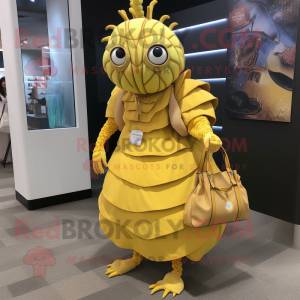 Gul Trilobite maskot kostym...