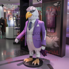 Lavender Falcon mascot costume character dressed with a Blazer and Ties