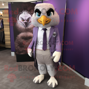 Lavender Falcon mascot costume character dressed with a Blazer and Ties