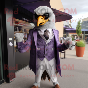 Lavender Falcon mascot costume character dressed with a Blazer and Ties