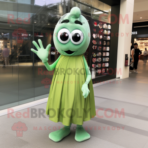 Olive Ghost mascot costume character dressed with a Midi Dress and Bracelet watches