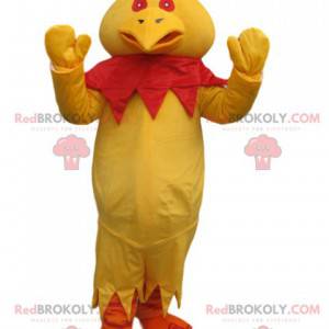 Mascotte gele kip met een rode kuif - Redbrokoly.com