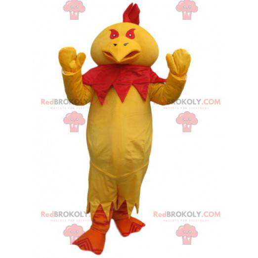 Żółta maskotka kurczaka z czerwonym grzebieniem - Redbrokoly.com