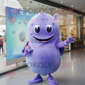 Lavender Stingray mascot costume character dressed with a Long Sleeve Tee and Smartwatches