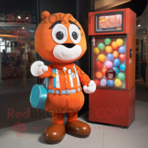 Rust Gumball Machine mascot costume character dressed with a Poplin Shirt and Handbags