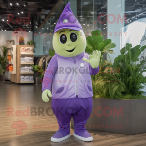 Lavender Pear mascot costume character dressed with a Joggers and Caps