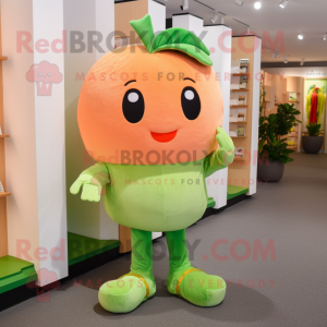 Peach Celery mascot costume character dressed with a Bootcut Jeans and Anklets