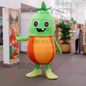 Peach Celery mascot costume character dressed with a Bootcut Jeans and Anklets