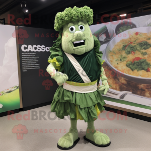 Green Caesar Salad mascot costume character dressed with a Cover-up and Shoe clips