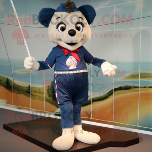 Navy Tightrope Walker mascot costume character dressed with a Running Shorts and Anklets