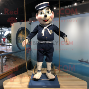 Navy Tightrope Walker mascot costume character dressed with a Running Shorts and Anklets