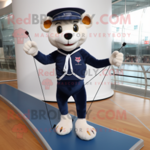 Navy Tightrope Walker mascot costume character dressed with a Running Shorts and Anklets