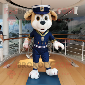 Navy Tightrope Walker mascot costume character dressed with a Running Shorts and Anklets