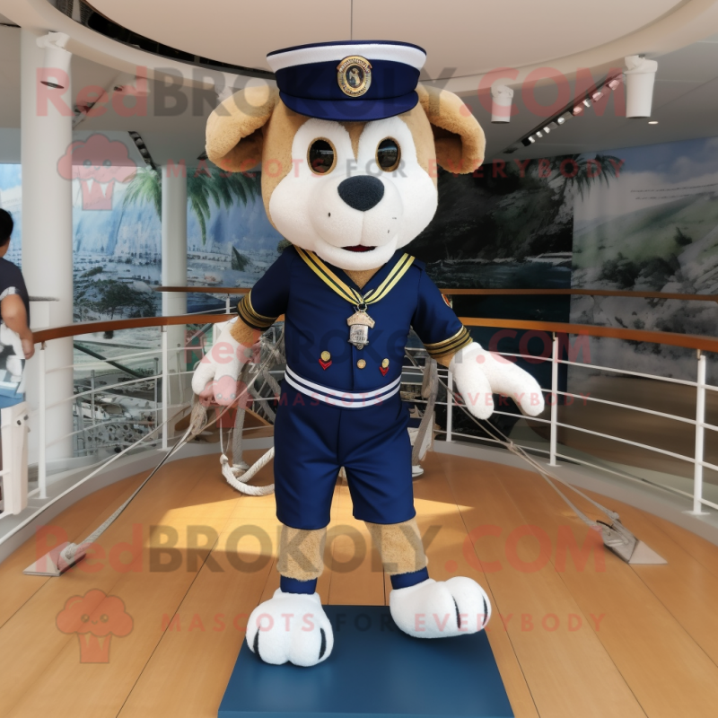 Navy Tightrope Walker mascot costume character dressed with a Running Shorts and Anklets Navy Tightrope Walker mascot costume character dressed with a Running Shorts and Anklets