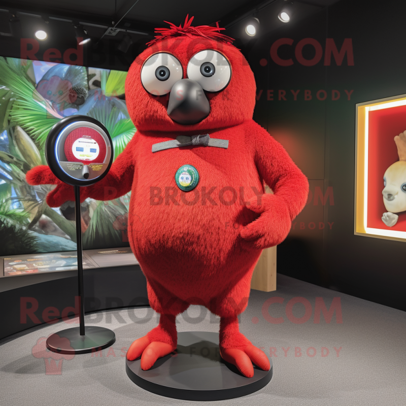 Red Kiwi mascot costume character dressed with a Button-Up Shirt and Anklets Red Kiwi mascot costume character dressed with a Button-Up Shirt and Anklets