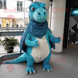 Cyan Iguanodon maskot...