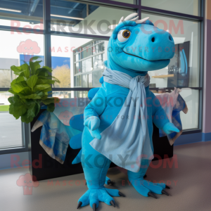 Cyan Iguanodon maskot...