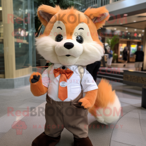 Peach Marten mascot costume character dressed with a Poplin Shirt and Bow ties