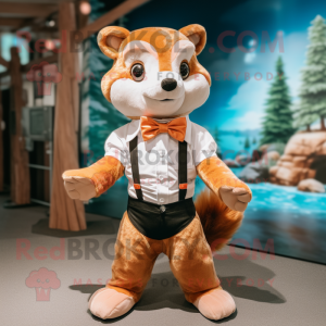 Peach Marten mascot costume character dressed with a Poplin Shirt and Bow ties
