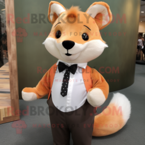 Peach Marten mascot costume character dressed with a Poplin Shirt and Bow ties