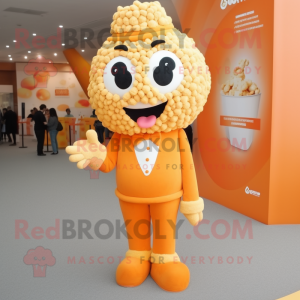 Orange Pop Corn mascot costume character dressed with a Trousers and Earrings