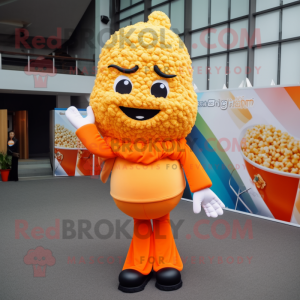 Orange Pop Corn mascot costume character dressed with a Trousers and Earrings