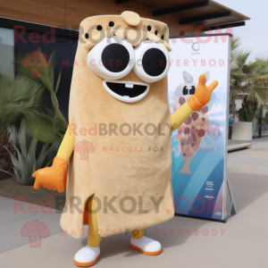 Beige Enchiladas mascot costume character dressed with a Swimwear and Rings