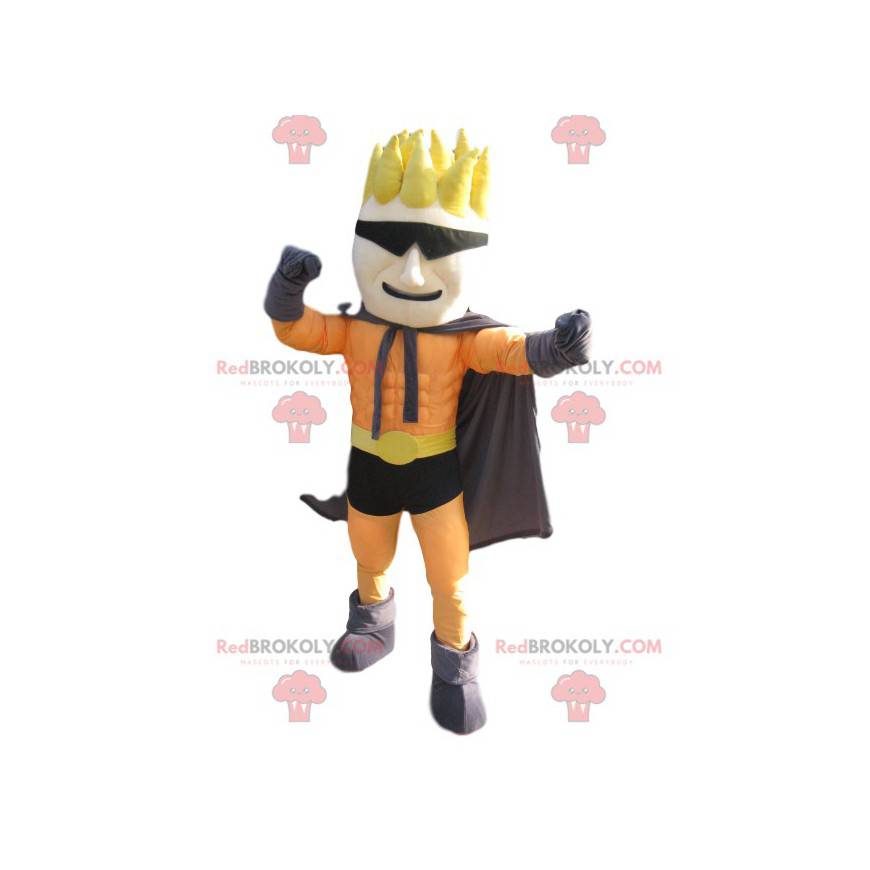 Mascote do super-herói com um penteado divertido e óculos - Mascote do super-herói com um penteado divertido e óculos -