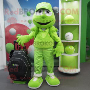 Lime Green Golf Ball mascot costume character dressed with a Playsuit and Handbags
