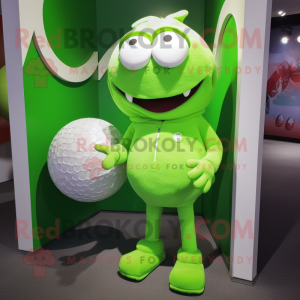 Lime Green Golf Ball mascot costume character dressed with a Playsuit and Handbags