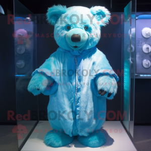 Cyan Teddy Bear maskot...