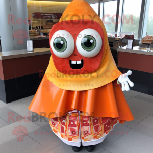 Orange Enchiladas mascot costume character dressed with a Wrap Skirt and Wraps