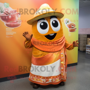 Orange Enchiladas mascot costume character dressed with a Wrap Skirt and Wraps