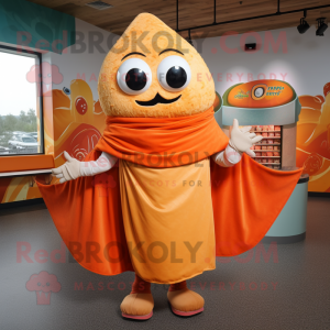 Orange Enchiladas mascot costume character dressed with a Wrap Skirt and Wraps
