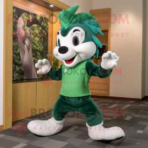 Green Skunk mascot costume character dressed with a Running Shorts and Bow ties
