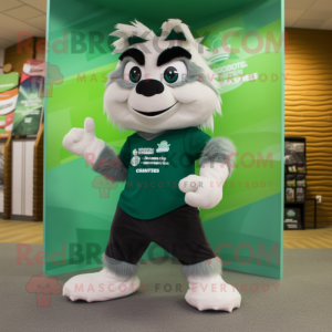 Green Skunk mascot costume character dressed with a Running Shorts and Bow ties