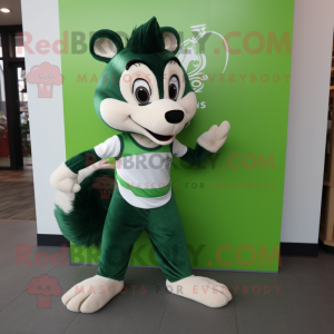 Green Skunk mascot costume character dressed with a Running Shorts and Bow ties