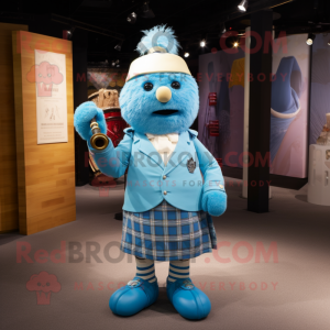 Himmelblå sækkepibe maskot...