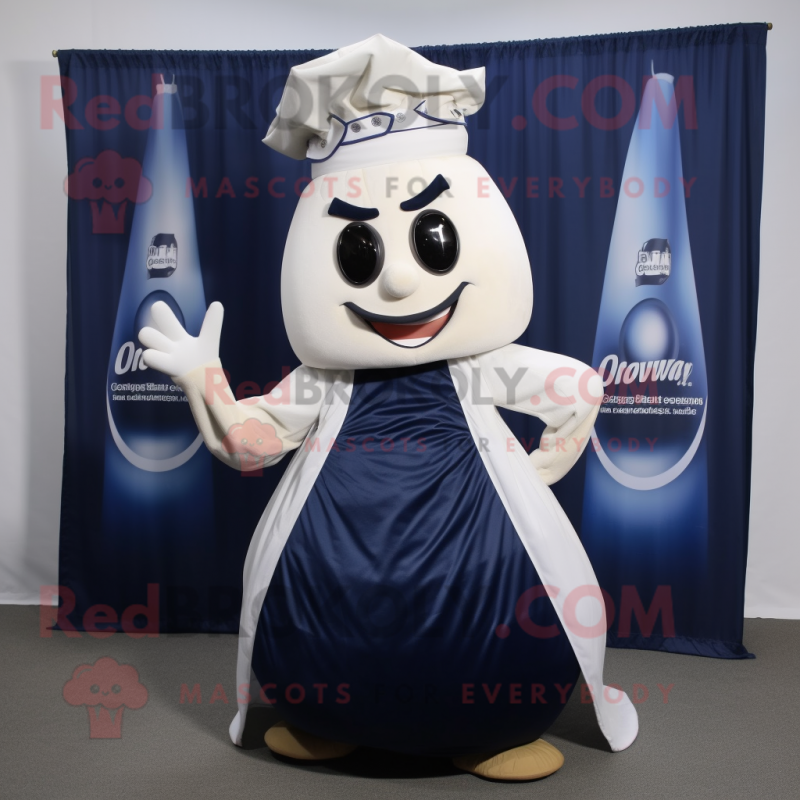 Navy Onion mascot costume character dressed with a A-Line Skirt and Foot pads