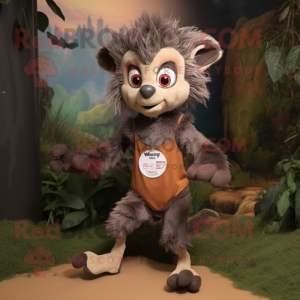 Brown Aye-Aye mascot costume character dressed with a Running Shorts and Anklets
