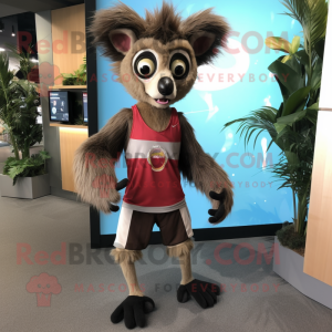 Brown Aye-Aye mascot costume character dressed with a Running Shorts and Anklets