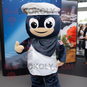 Navy Sushi mascot costume character dressed with a Tank Top and Ties