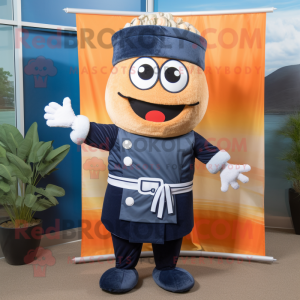 Navy Sushi mascot costume character dressed with a Tank Top and Ties